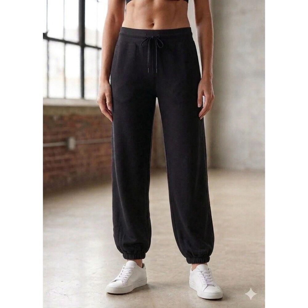 Norma Kamali Jogger Pants Womens Sz L Boyfriend Puff athletic Pull On Black New